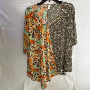 Cato Multicolor Floral and Animal Print Kimono